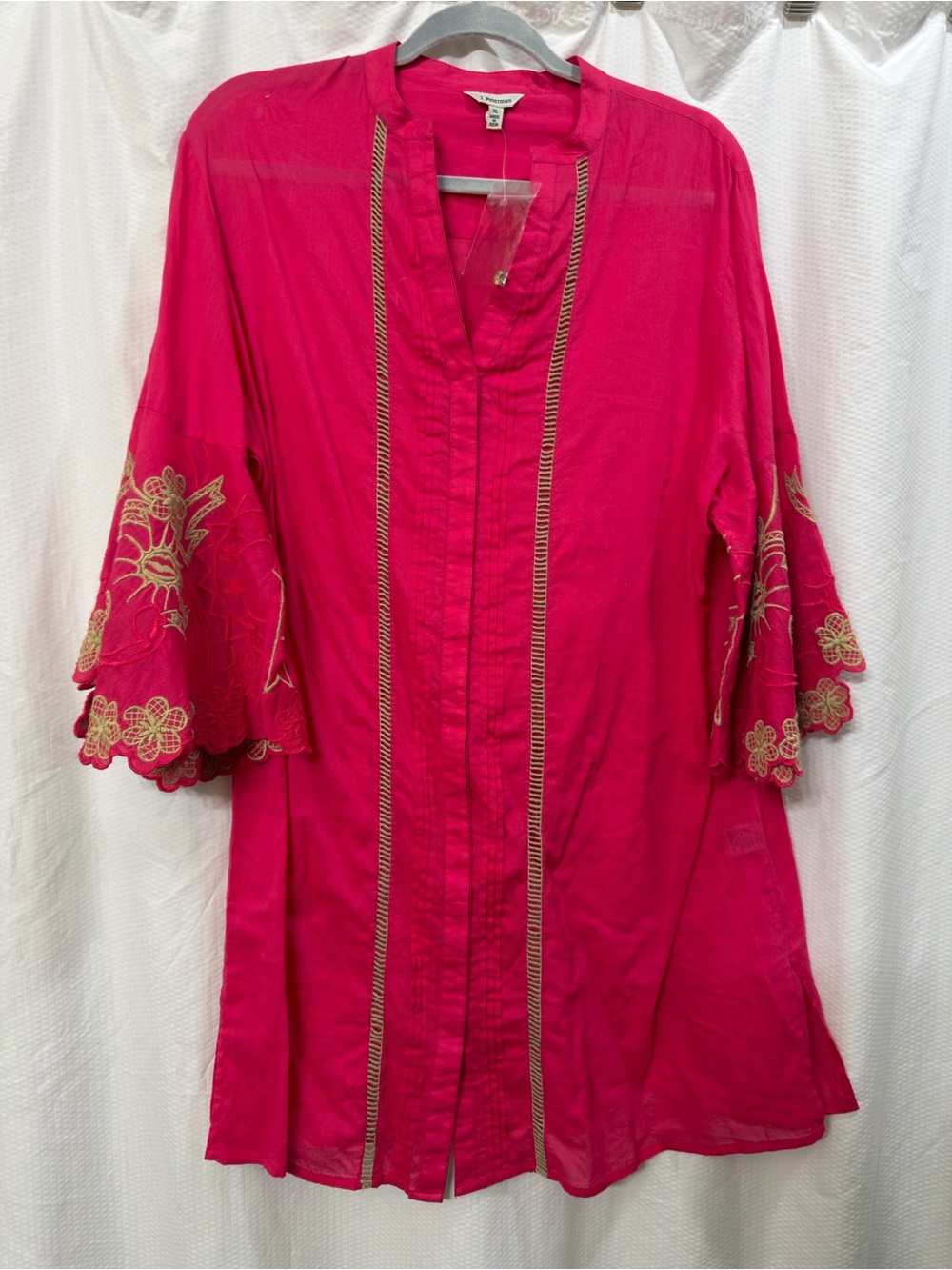 J. Peterman fuchsia pink Embroidered Women’s Tunic Top Sz XL
